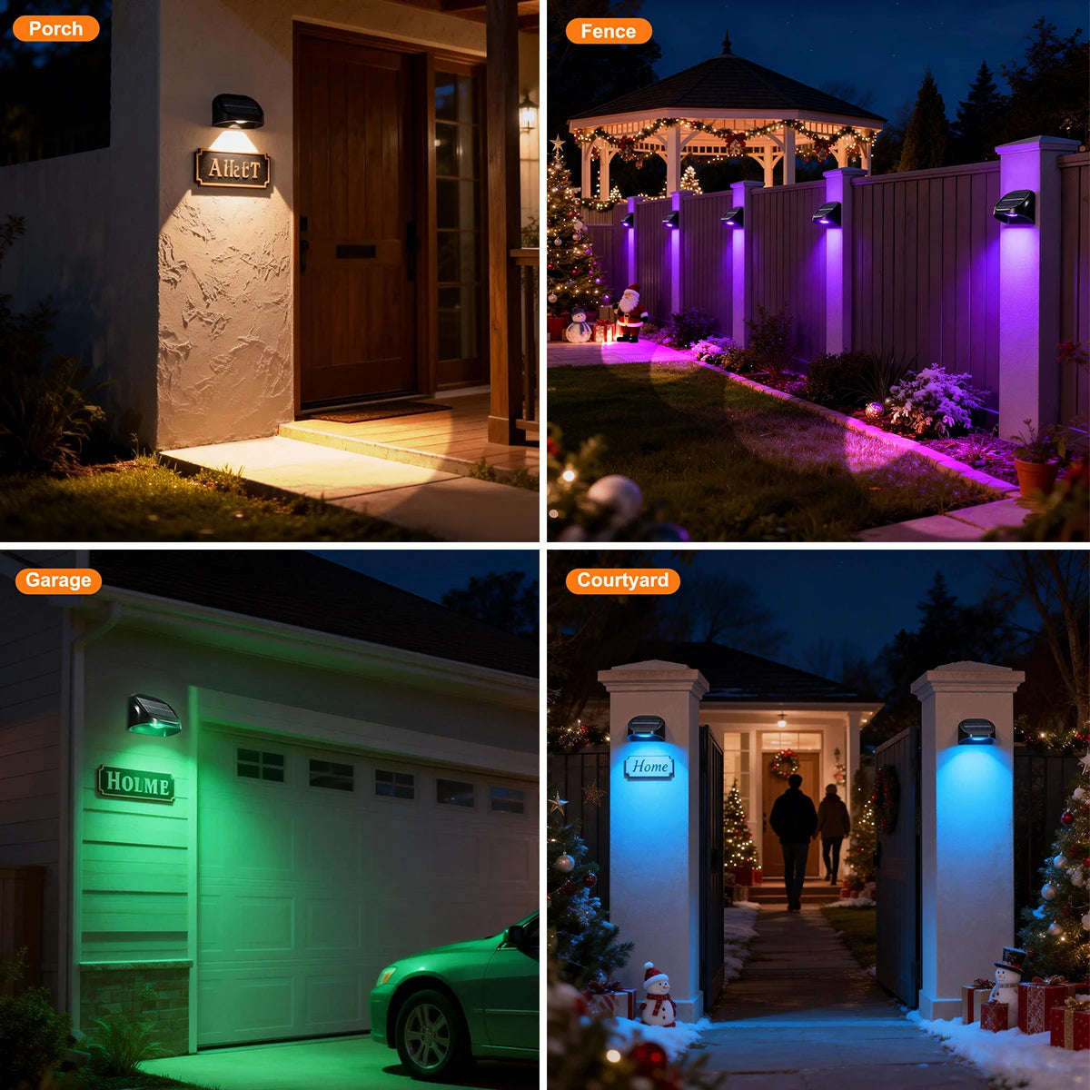 applique murale solaire noire moderne ip65 rgb lumiere exterieure automatique 60lumens
