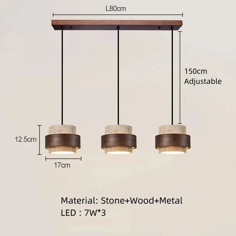 Suspension lumineuse pierre bois texture naturelle moderne salon chambre restaurant