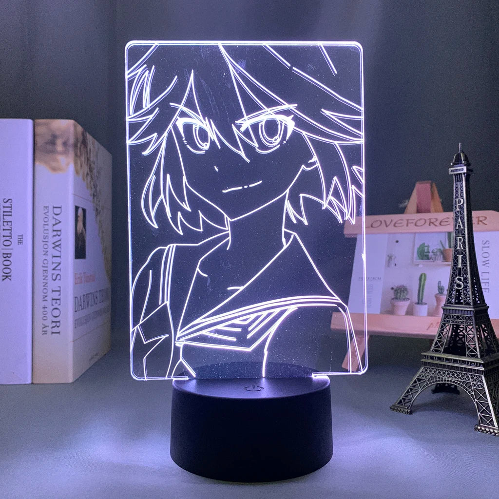 lampe led 3d personnage animé bleu blanc rouge base noire moderne contour linéaire
