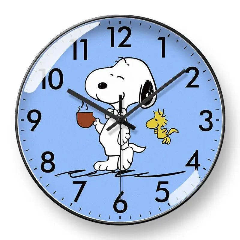 horloge murale snoopy dessin animé noir blanc moderne fixations murs quartz