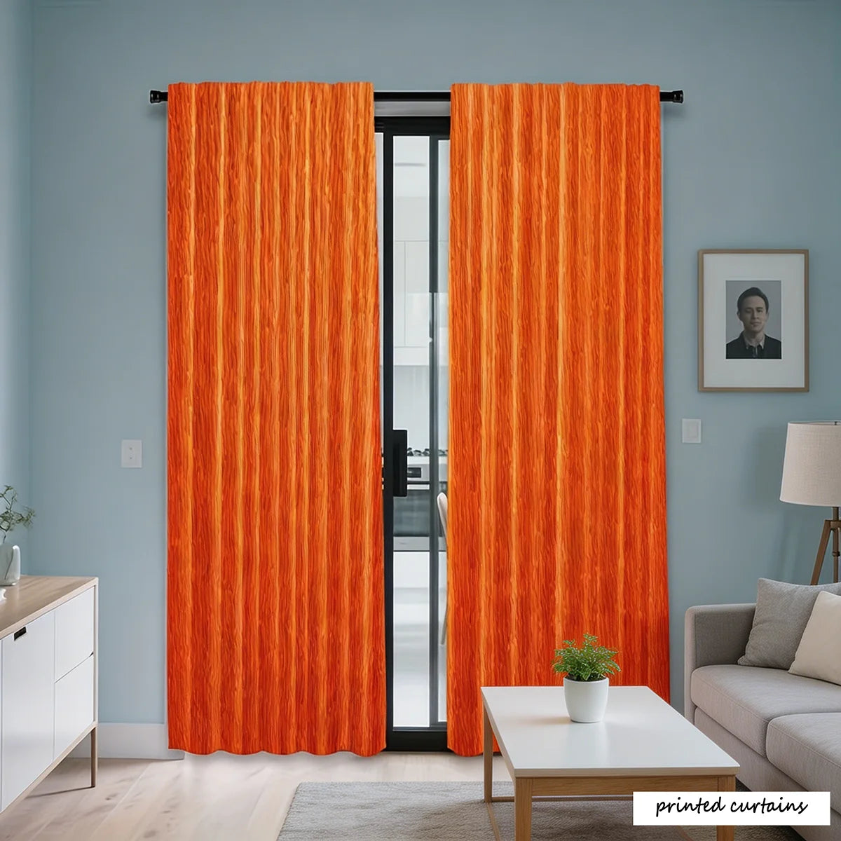 rideaux modernes orange vif imprimé rayures verticales opaques maison 100% polyester