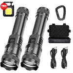 lampe torche noire led rechargeable ultra lumineuse zoom modulations haute puissance texturée moderne robuste
