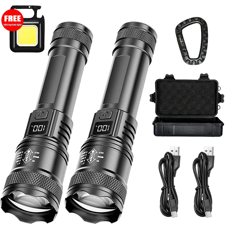 lampe torche noire led rechargeable ultra lumineuse zoom modulations haute puissance texturée moderne robuste