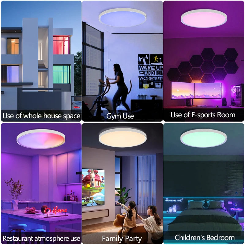 plafonniers led rgb modernes télécommande app bluetooth couleurs variées texture nid d'abeille intérieur maison