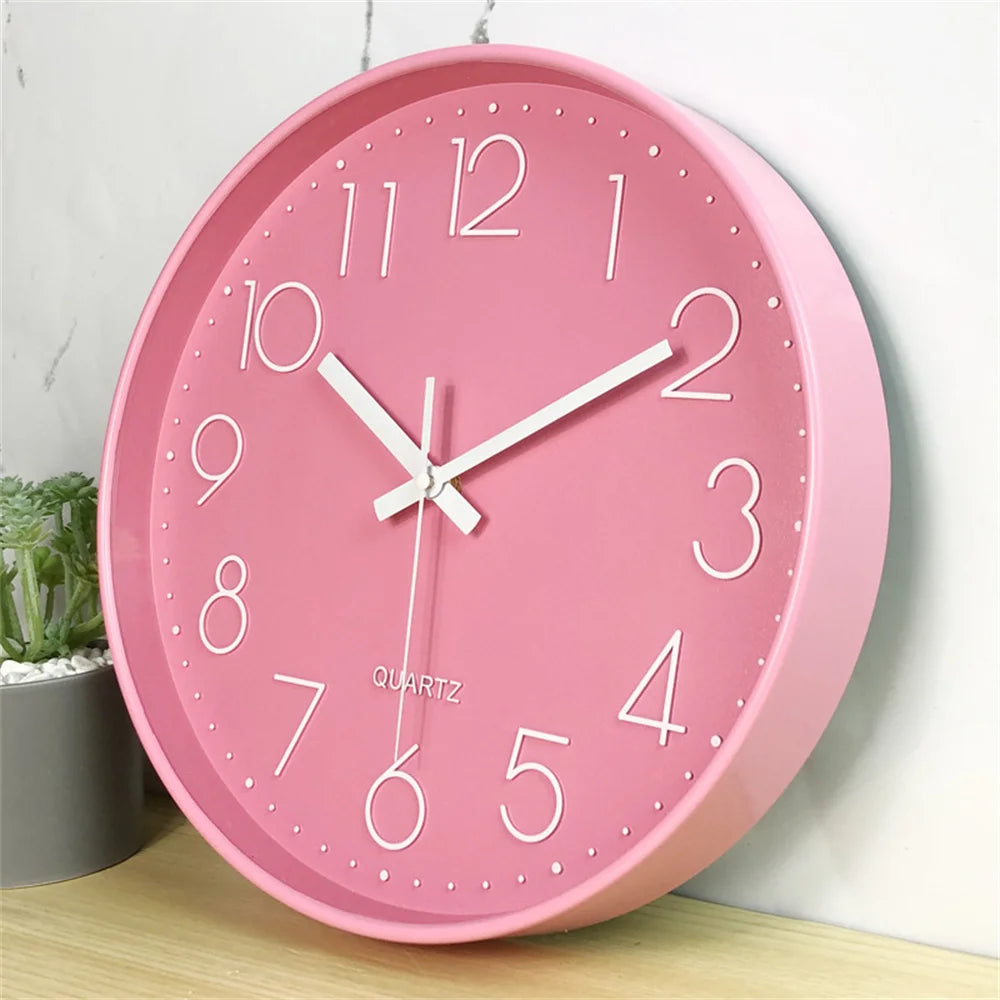 horloge murale moderne rose blanche noire bleue quartz aiguille unique minimaliste salon