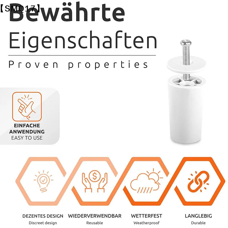 supports rideau blancs ronds lisses modernes vis rondelles serrage 41mm longueur 20mm diamètre inferieur