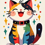 peinture numéro chat souriant motifs colorés toile moderne dessin animé pinceaux peintures crochets vis
