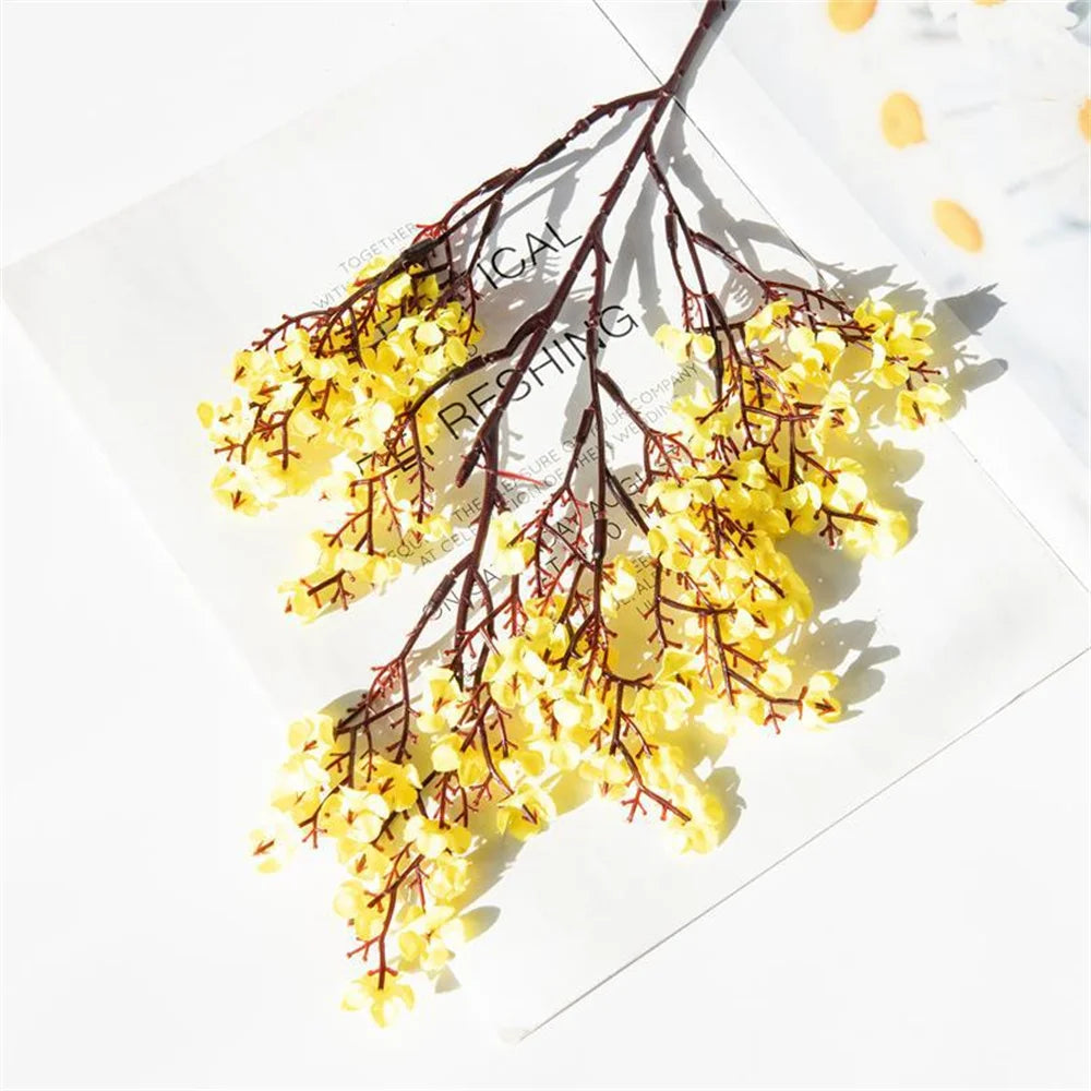 bouquet fleurs artificielles jaune rose bleu blanc mariage intérieur naturel minimaliste decoration