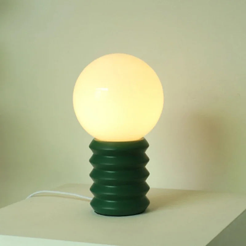 lampe table moderne sphérique spirale métallique blanc chrome