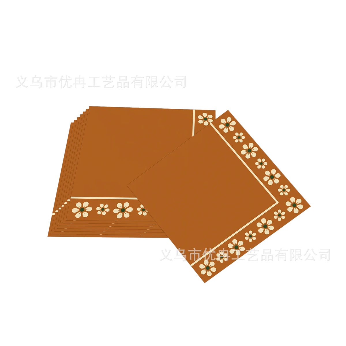 assiettes papier marron clair fleurs blanches occasion fête anniversaire vaisselle jetable