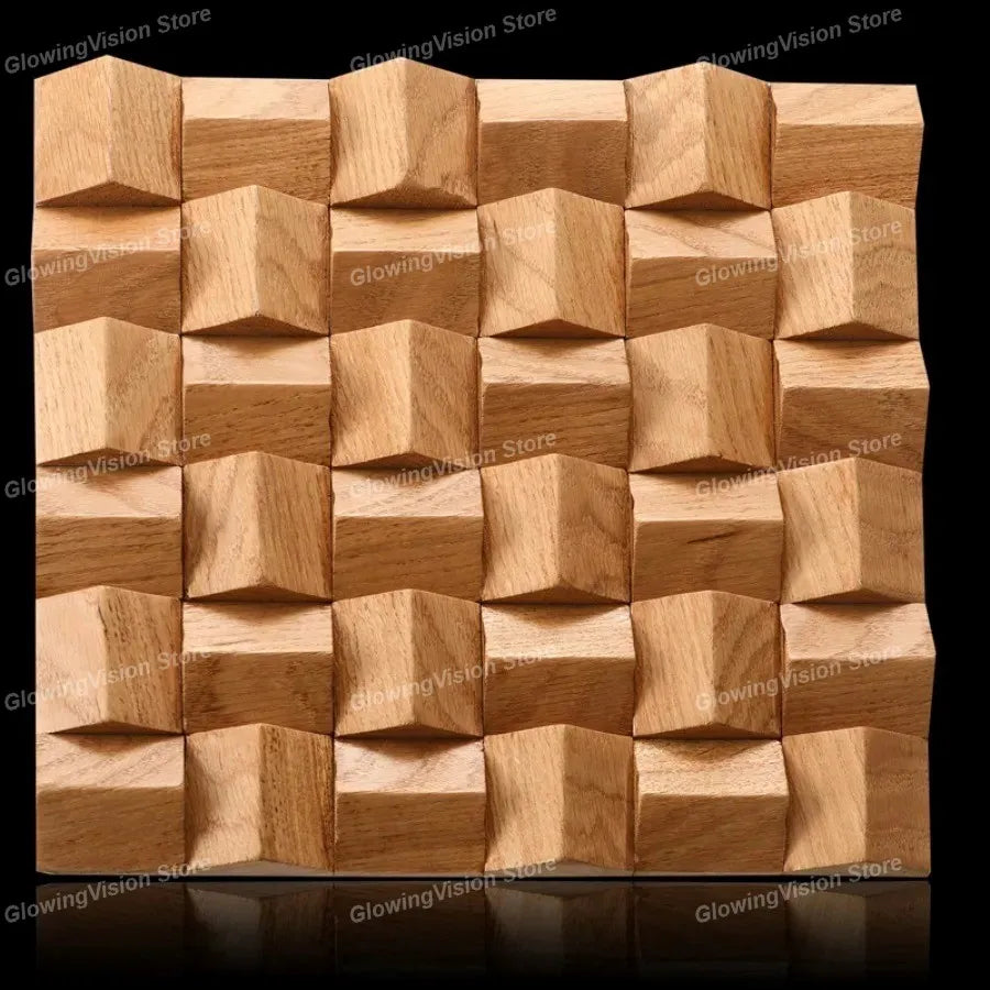 panneau décoratif bois cubes géométriques moderne marron clair foncé autocolant 3d