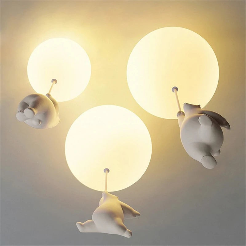 lampe suspendue ours blanc moderne boules lumineuses éclairage quotidien résine acrylique