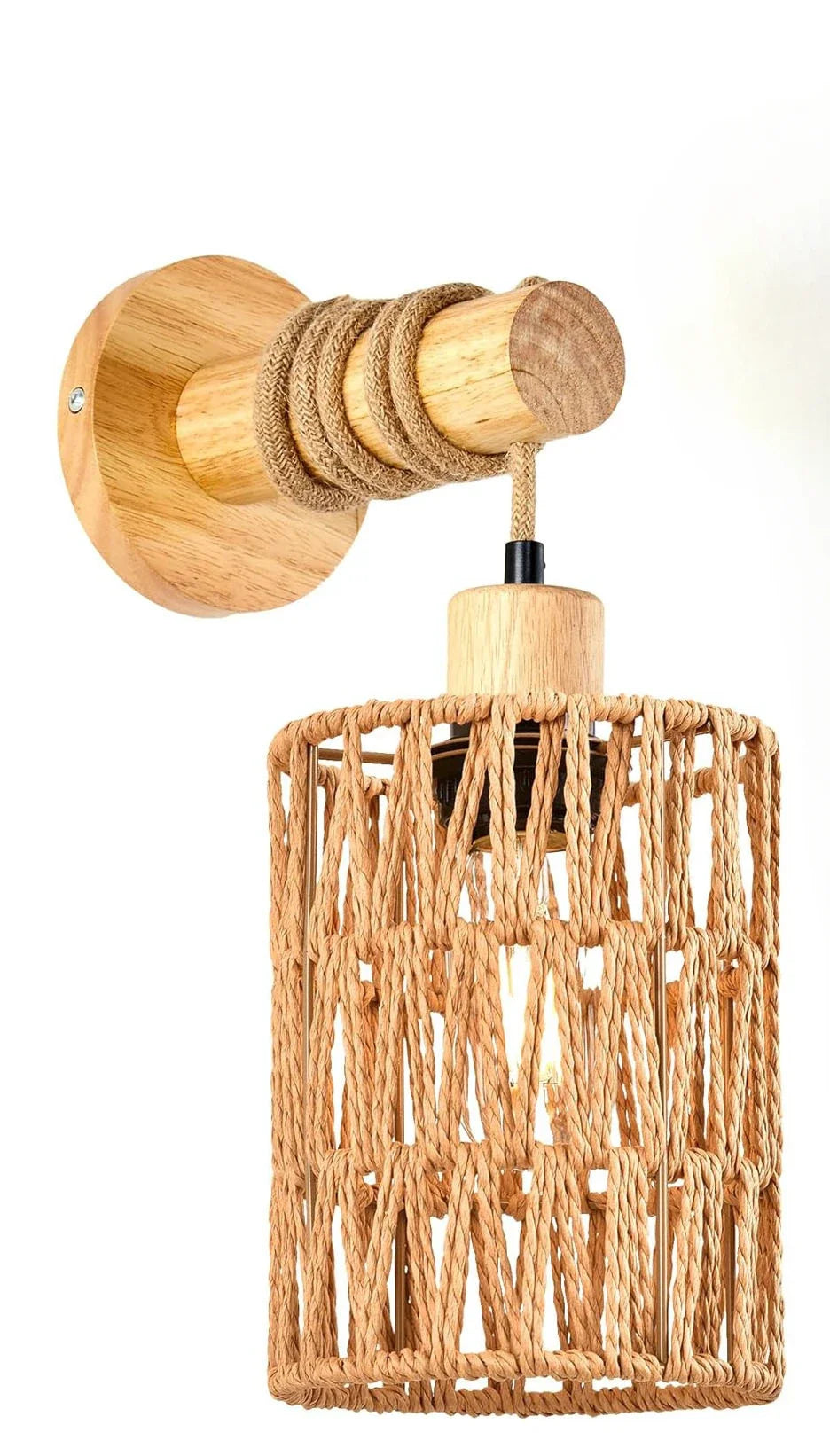 lampe murale rustique corde tressée bois naturel éclairage chambre coucher boho chic entrée salle