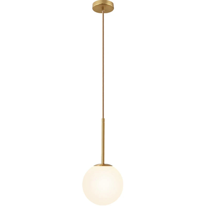 suspension lumineuse moderne or blanc sphérique mat câble suspendu minimaliste chambre restaurant