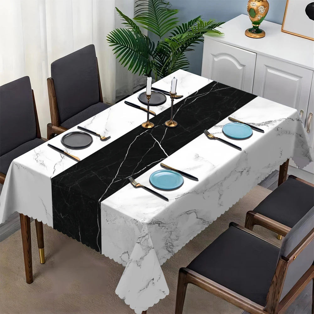 nappe marbre moderne imperméable polyester blanc noir salon restaurant mariageextérieur