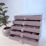 boîte bijoux gris velours anti oxydation portable moderne poignées fleurs