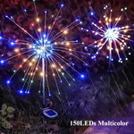 lumière solaire extérieure led feu d'artifice multicolore jardin décoration festive