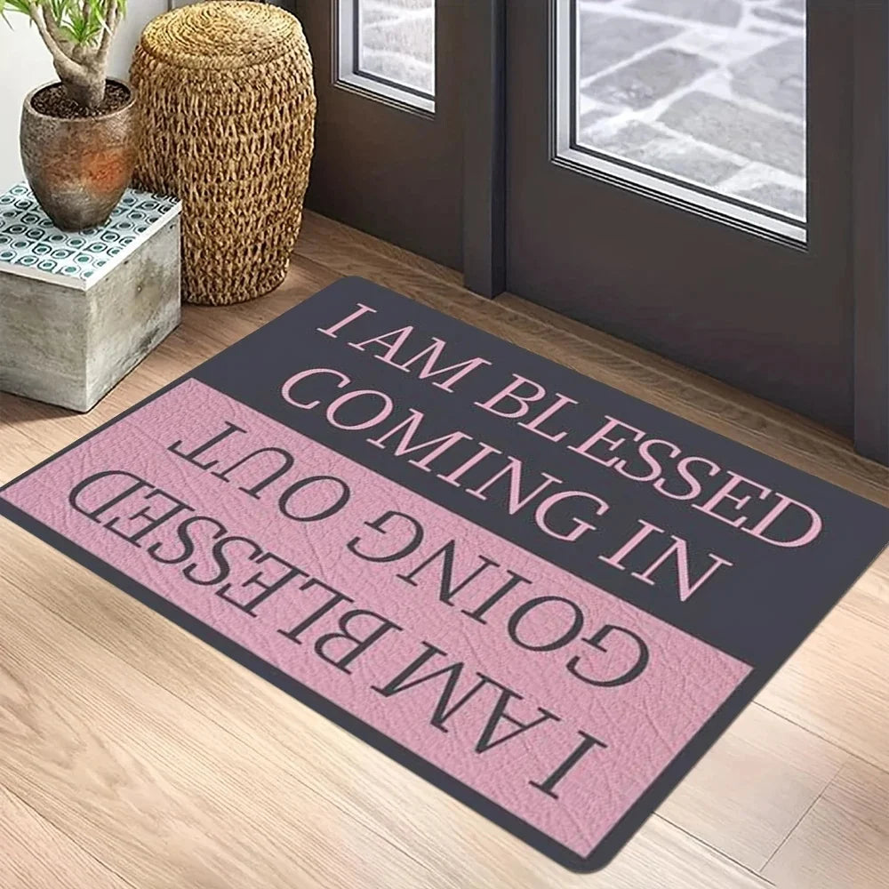 tapis d'entrée moderne antidérapant résistant rides bleu orange marron rose gris