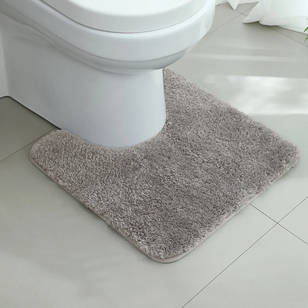 tapis bain moderne gris rose peluche épaisse antidérapant respectueux environnement 50x50cm
