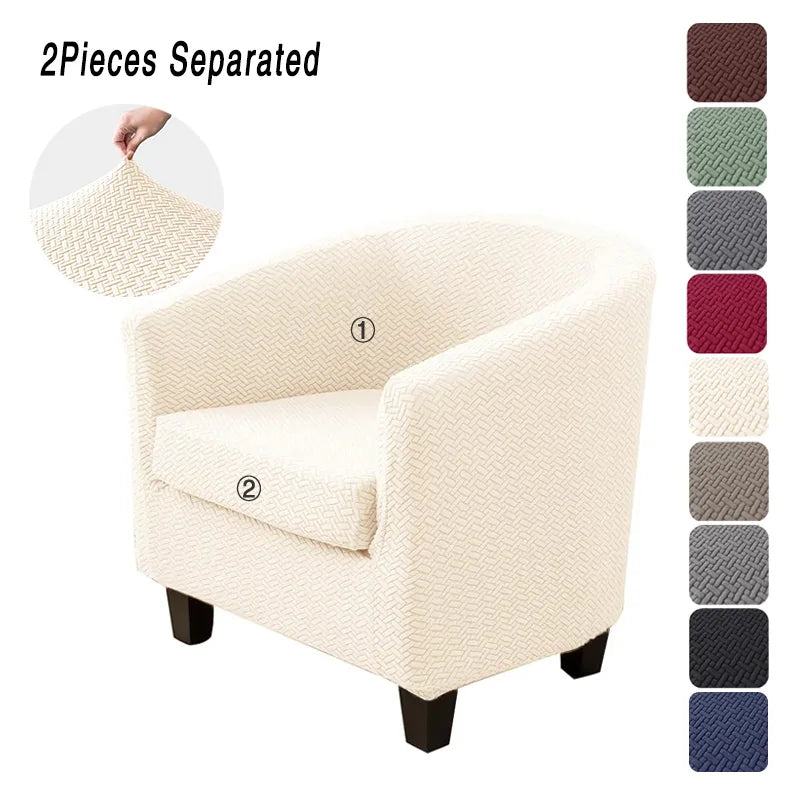 fauteuil moderne housse protectrice tissu motifs géométriques couleur beige gris adhésif fixations machine lavable