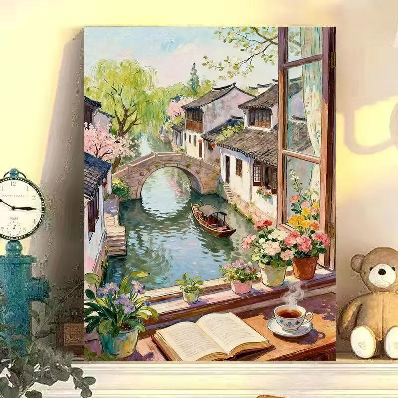 peinture l'huile paysage fleurs abstraction numérique multicolore diy decoration intérieure