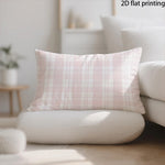 housse coussin décorative moderne motif floral géométrique beige rose canapé salon maison