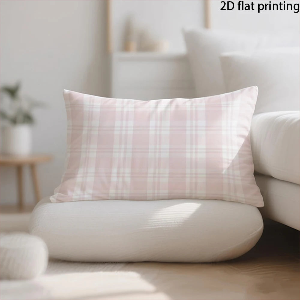 housse coussin décorative moderne motif floral géométrique beige rose canapé salon maison