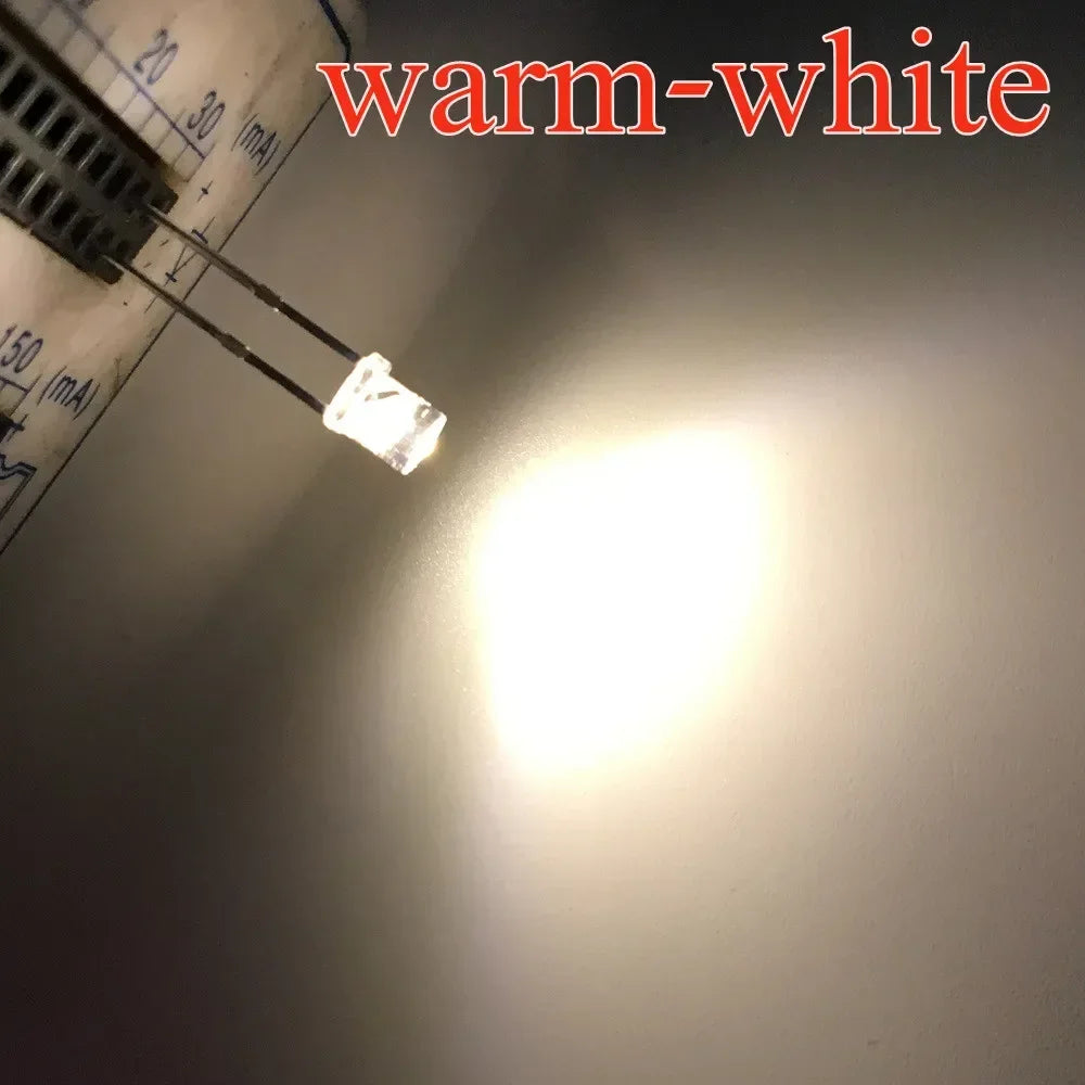 diodes led 3mm bleu vert rouge blanc chaud jaune violet rose orange transparentes plat
