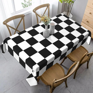 nappe imperméable carreaux noir blanche moderne cuisine réutilisable polyester table décoration fête mariage