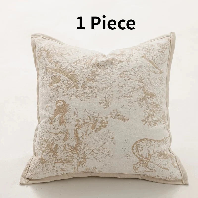 drap lit imprimé floral éléphants beige clair classique maison décoration chambre polyestère Jacquard confortable