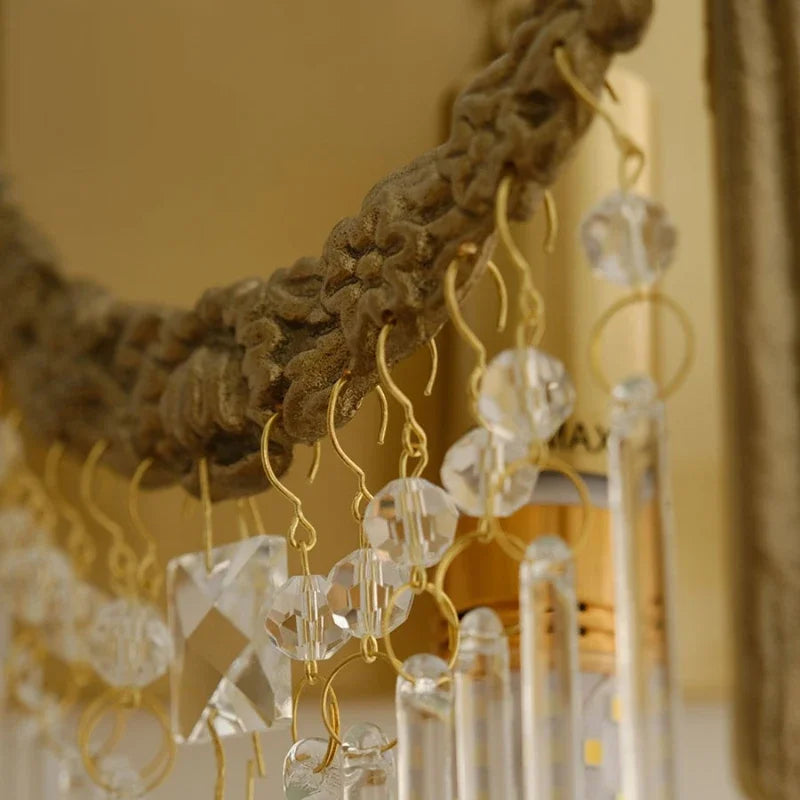 applique murale or cristal broderie fine classique baroque e14 tri couleurs led chambre salon