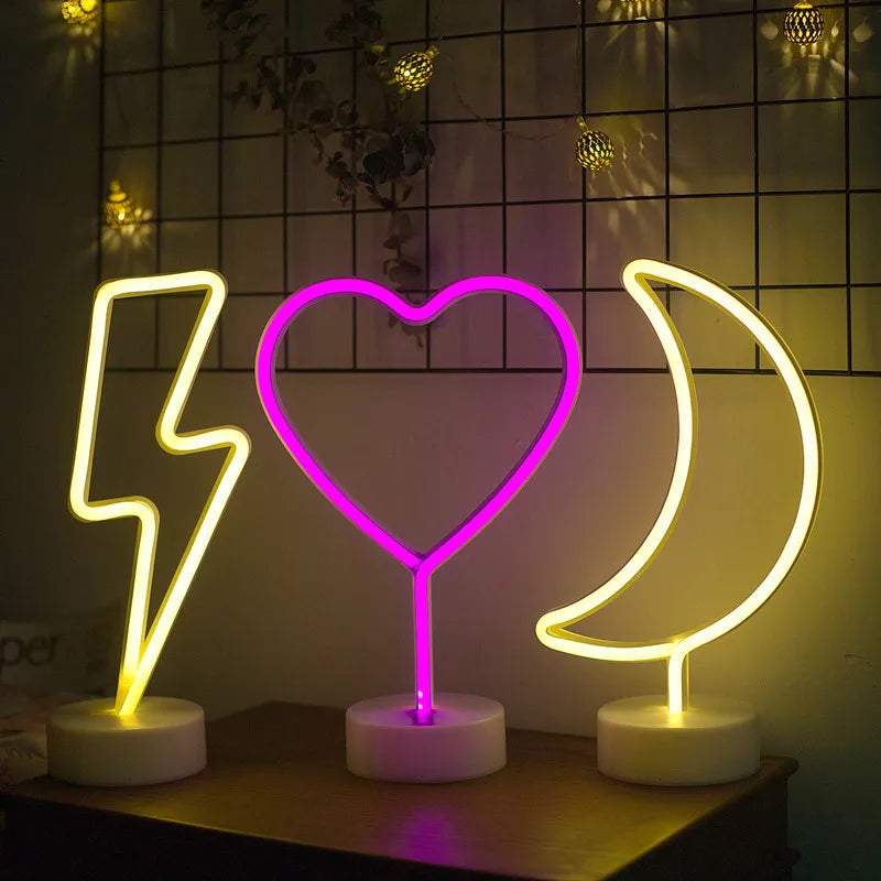 lampe néon vert rose jaune cactus flamant ananas moderne décoratif intérieur usb batterie