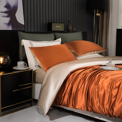 Housse de couette en soie de mûrier 22 momme réversible gris clair