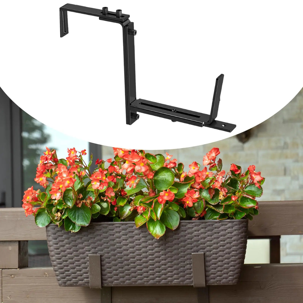 support pots fleurs suspendus balcon railing noir moderne industrial adjustable planters bracket hanging garden