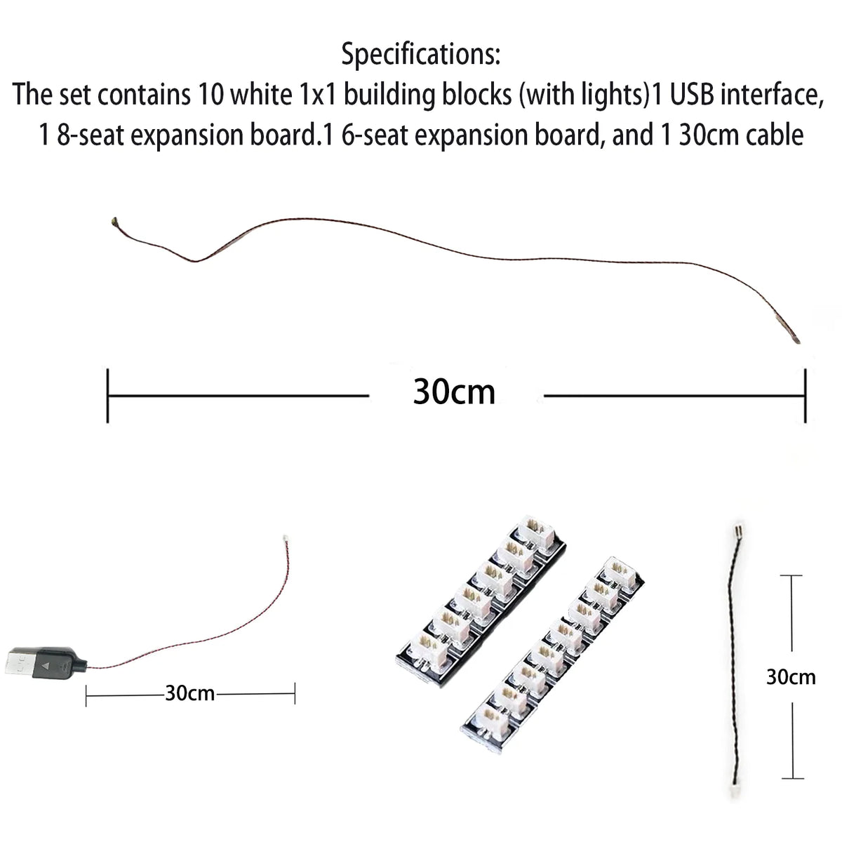 blocs construction lumineux blanc bleu vert rouge adhésif flash slow éclairage usb compatible moderne