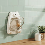 organisateur mural ventouse ours compartiments rangement cuisine jaune blanc moderne ludique minimaliste