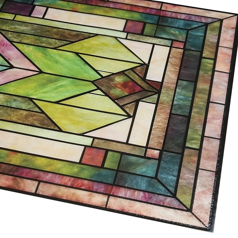 film vitrail adhésif art déco motifs floraux géométriques couleurs vives opaques fenêtre