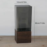 vase transparent noir moderne rectangulaire strié durable bois minimaliste 10x25cm 10x30cm 12x25cm 12x30cm