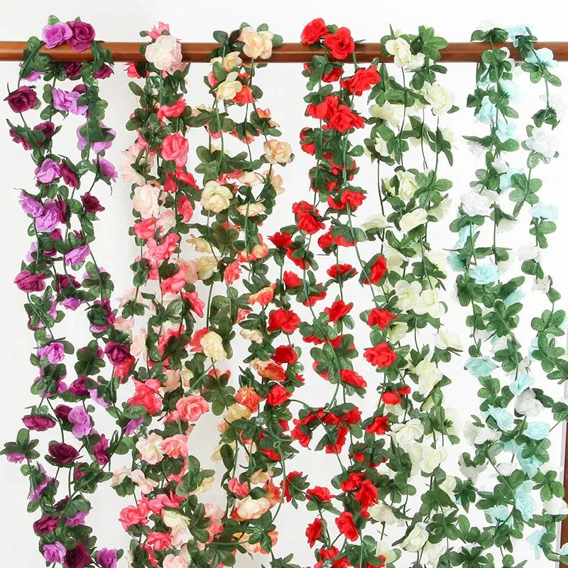 guirlande fleurs artificielles roses violet rose blanc rouge extérieur mariage romantique