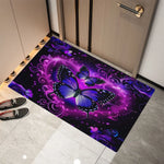 tapis moderne violet papillons résistant rides extérieur intérieur décoration maison salon entrée 30x50cm