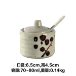 pot condiments porcelaine broyeur épices cuillère fleurs blanches motifs floraux rustique
