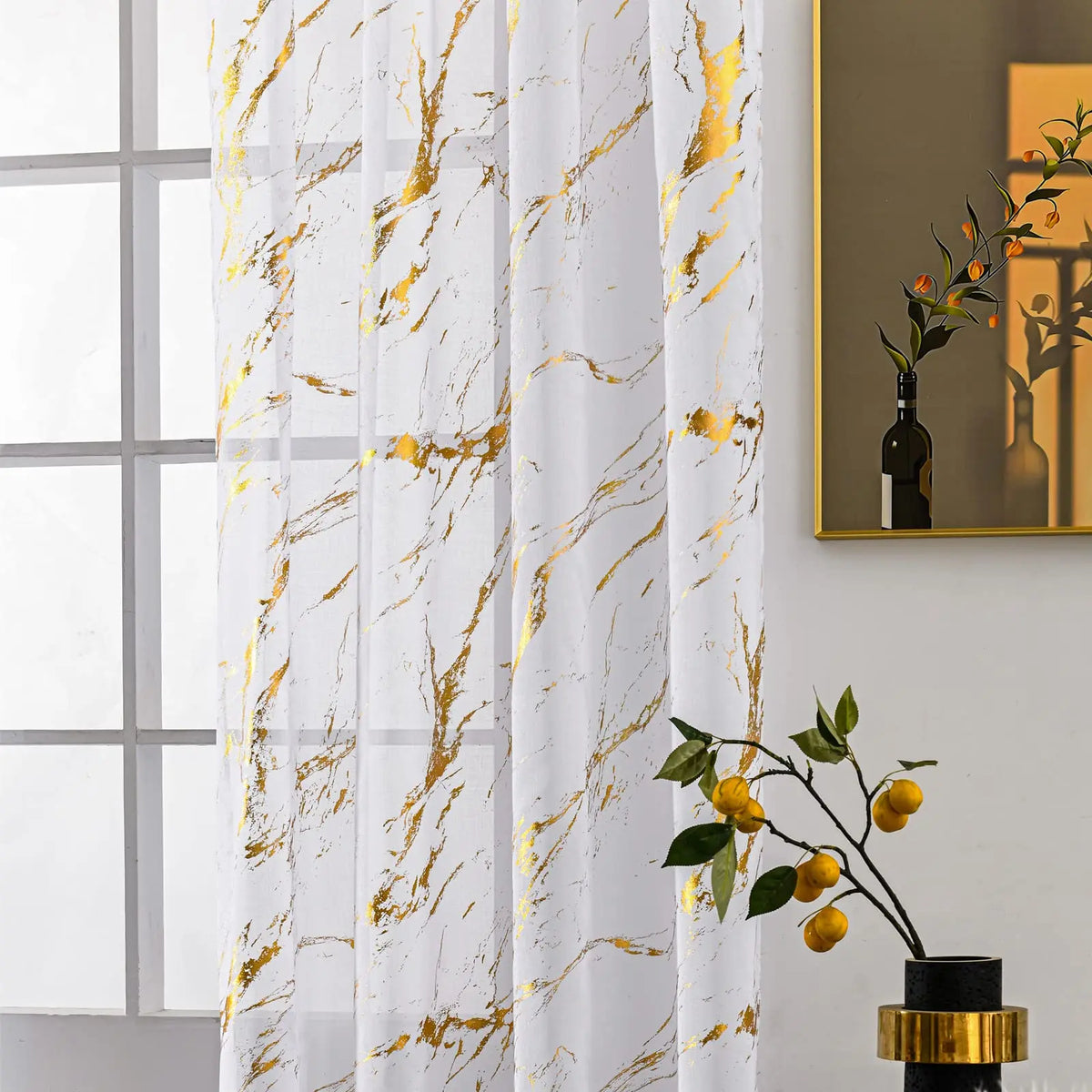 rideau blanc or marbre doré moderne translucide polyester chambre cuisinehôtel