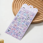 sticker adhésif kawaii animaux coeurs étoiles pastel multicolore transparent reflets
