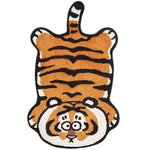 tapis tigre stylisé lunettes contemporain antidérapant imperméable polyester blanc orange