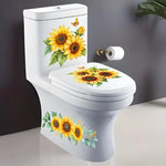 cache wc adhésif moderne fleurs colorées tulipes roses pivoines blanc amovible salle bain décoration