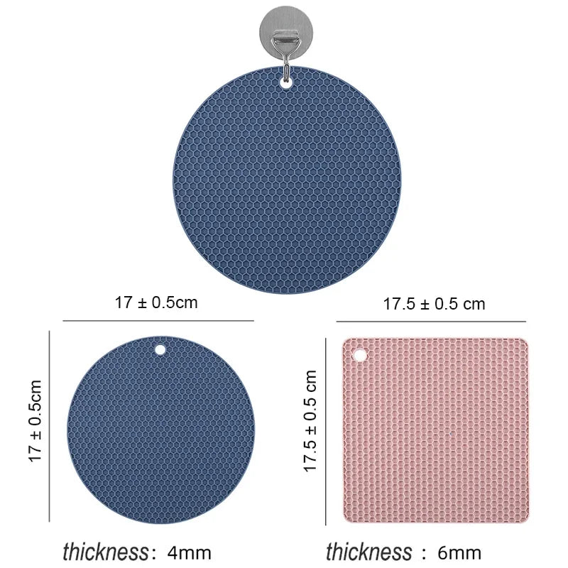 tapis silicone nid d'abeille rond carré antidérapant bleu rose gris vert moderne cuisine