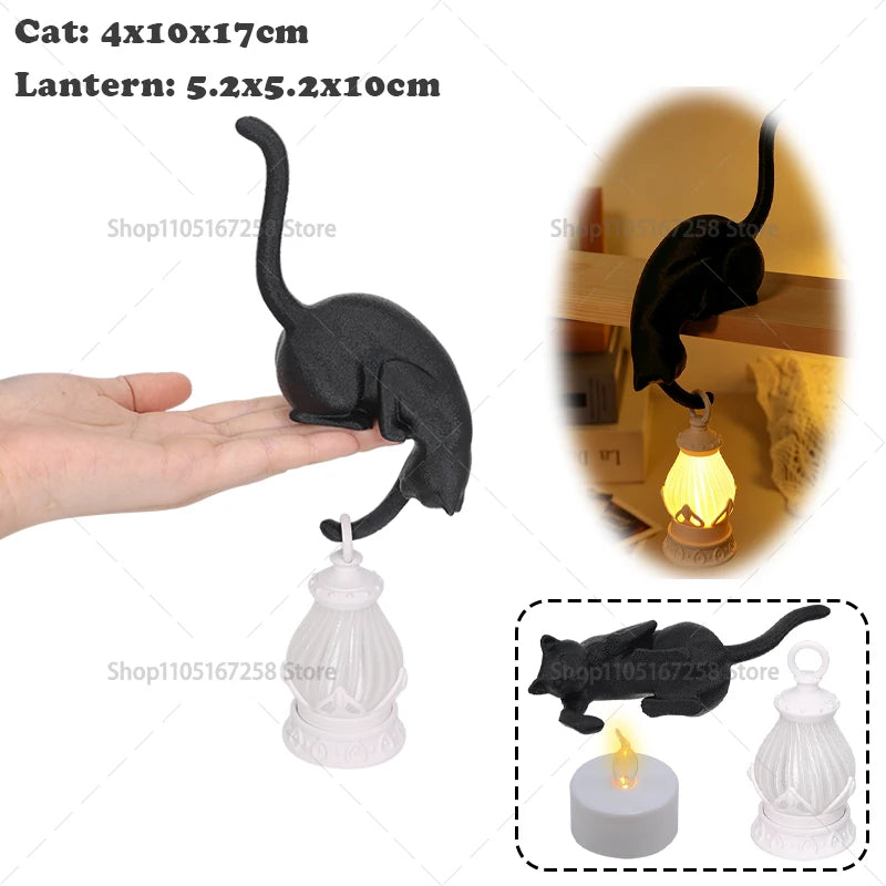 lampe table led noir blanche lanterne animal chat moderne minimaliste clips