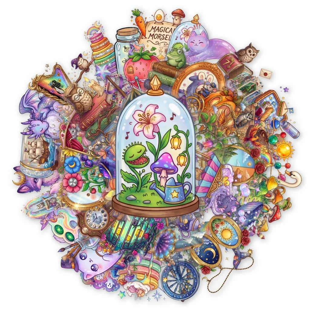 autocollants multicolores fantaisie cartoon animaux magiques objets enchantés livre souris carotte potion échantillon magique