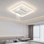 lampe led moderne télécommande ventilateur blanc grille leds chambre salon lumière blanche