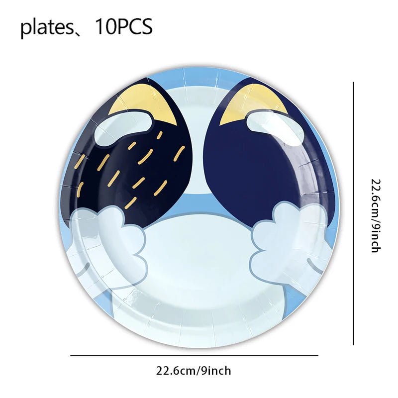 kit decoration anniversaire chien bleu assiettes gobelets serviettes guirlande support cupcake decor animaux